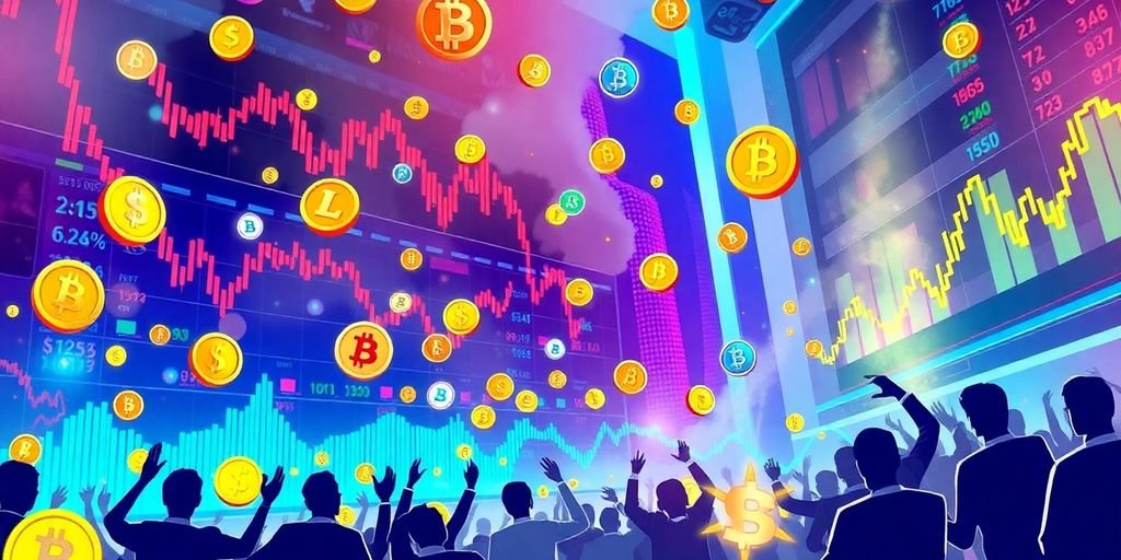 Attività commerciale di criptovalute nel mercato volatile.