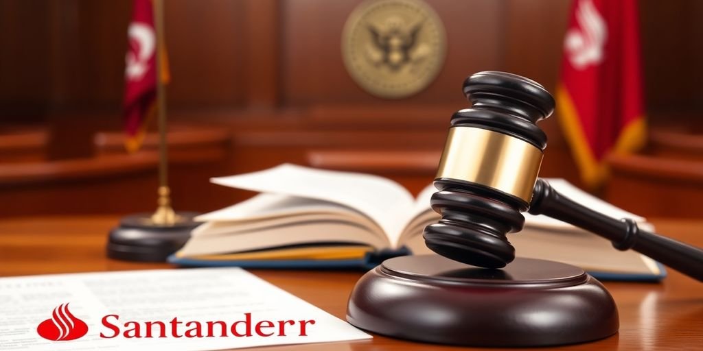 Tribunale con un martello e loghi bancari.