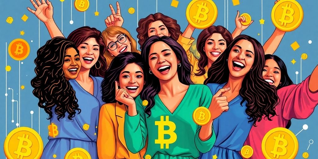 Donne unite nel mondo delle criptovalute, simbolo di empowerment.