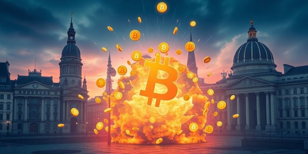 Espansione delle criptovalute con simboli europei e Trump.